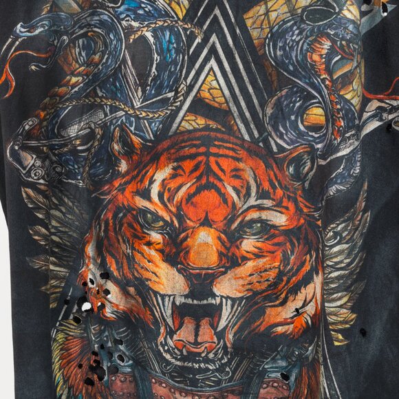 Balmain Black Cotton Distressed 3-Button Graphic Tank - Picture 7 of 11